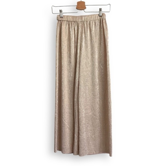 Alice and Olivia Pants Wide Leg Metallic Gold Pleated Cropped Ankle Pants - Picture 5 of 13